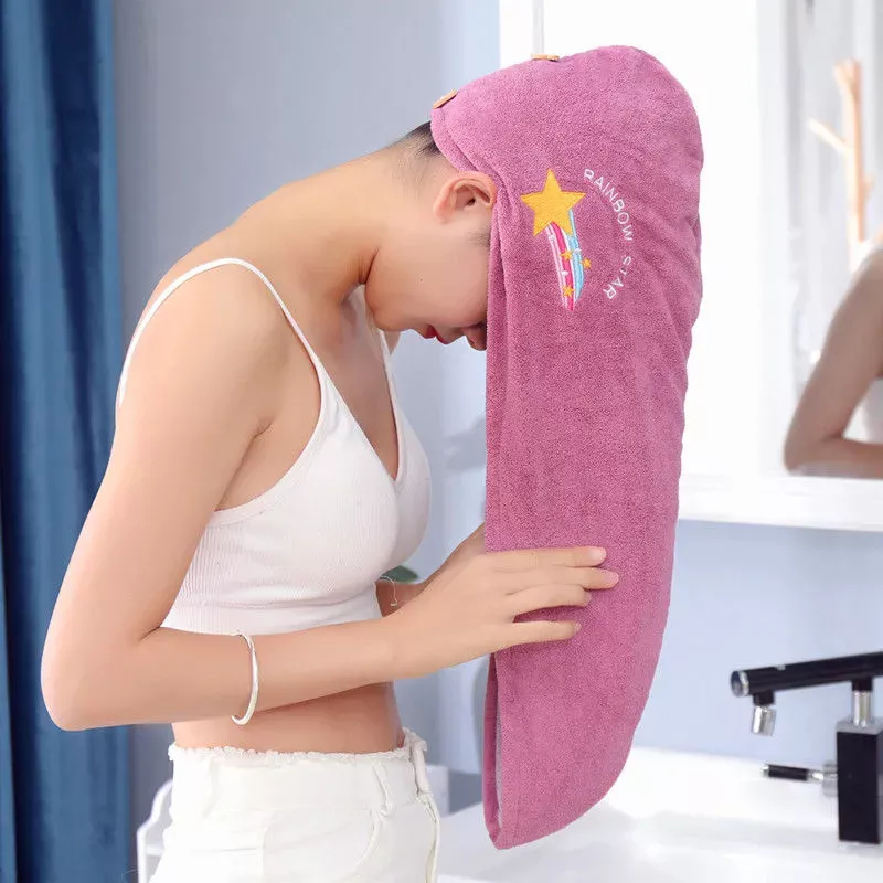 Women Girl's Magic Microfiber Shower Cap Towel Bath Hats for Women Dry Hair Cap Quick Drying Soft for Lady Turban Head