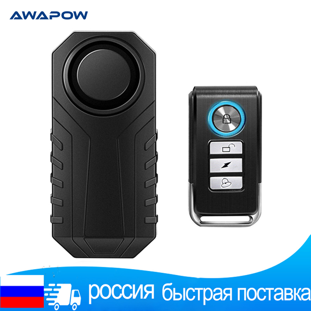Awapow Waterproof Bike Motorcycle Electric Bicycle Security Anti Lost Wireless Remote Control Vibration Detector Alarm