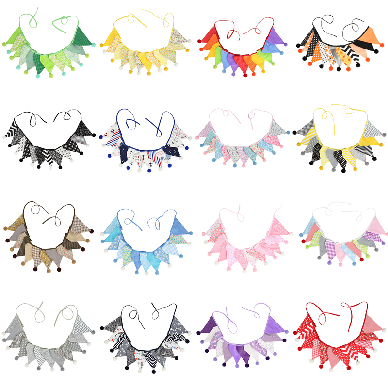 20 Styles 3.2m 12 Flags Cotton Banner Fluffy Ball Pennant Garland Children Kids Baby Shower Birthday Bunting Wedding Party Decor