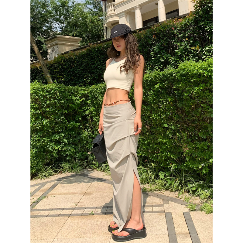 Women's Casual Workwear Skirts  Summer Slim Fit Thin Slit Skirts Sexy Low Waist Long Skirts European And American 