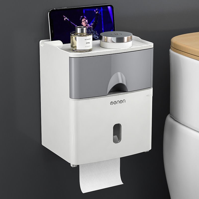 Toilet Paper Holder Waterproof Wall Mount Shelf Toilet Paper Tray Roll Paper Towel Holder Case Tube Storage Box Tray