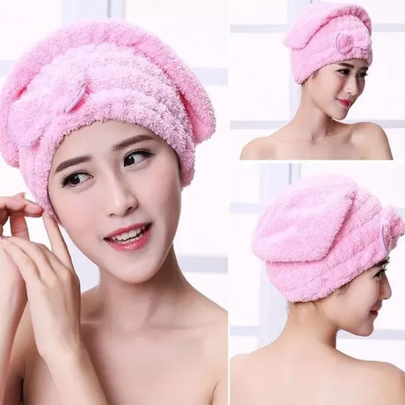 Shower Cap for Women Hair Cap Microfibre Quick Hair Drying Bath Spa Bowknot Wrap Towel Hat Cap For Bath Bathroom Accessories