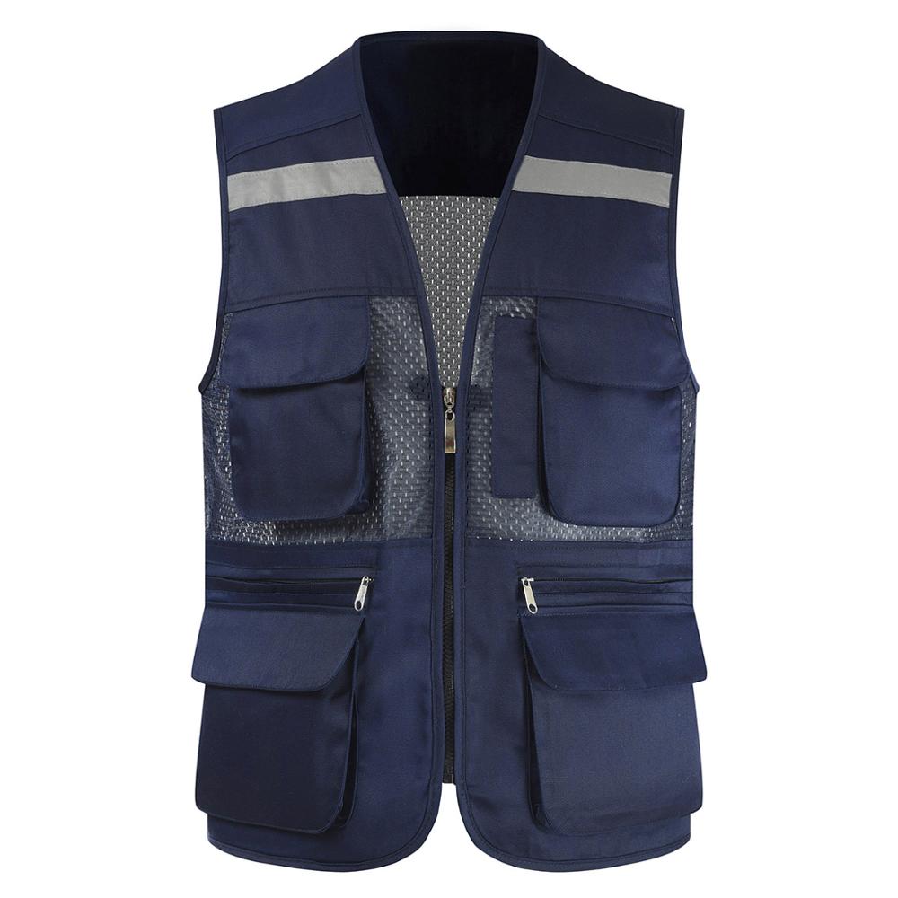 Men's Summer Mesh Fishing Vest Pography Work Multi-Pockets Outdoors Journalist's Vest Sleeveless Jackets