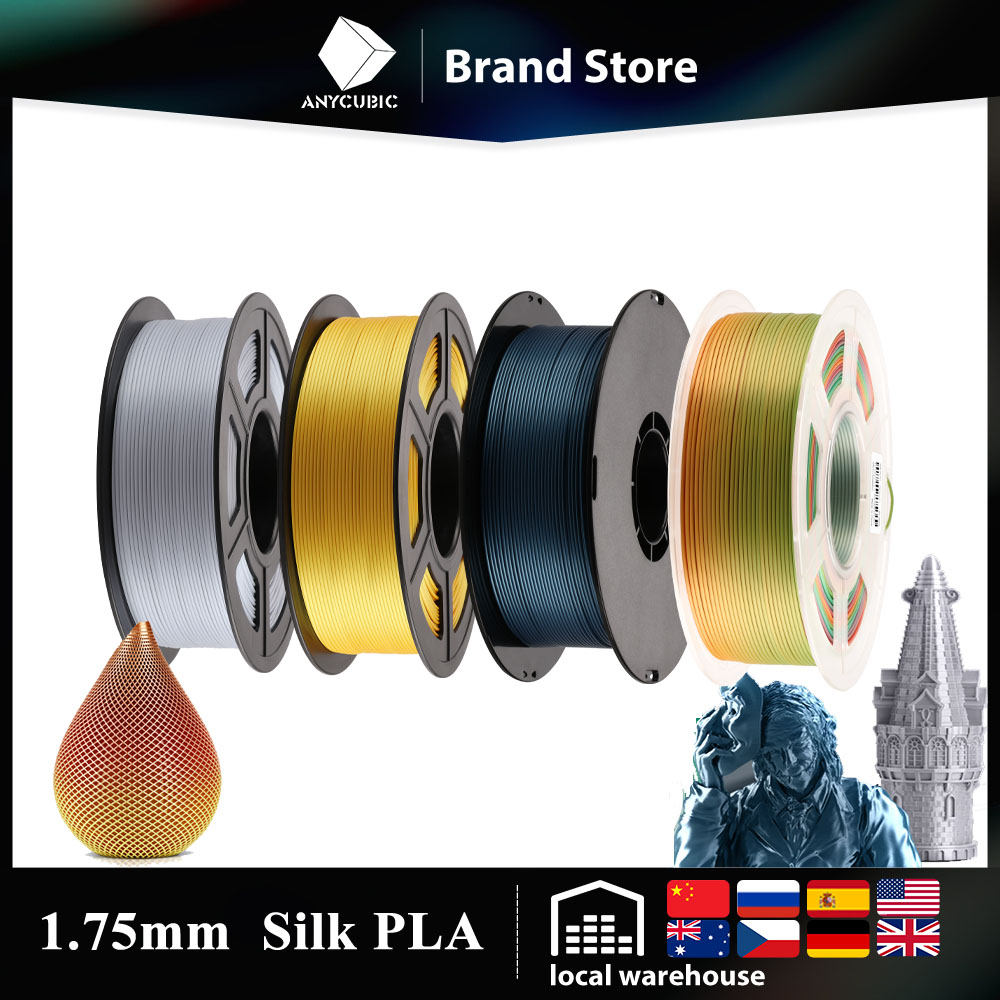 ANYCUBIC Silk PLA 3D Printer Filament 1.75mm 1kg/Roll PLA Filament 3D Printing Material For FDM 3D Printer Fast Shipping