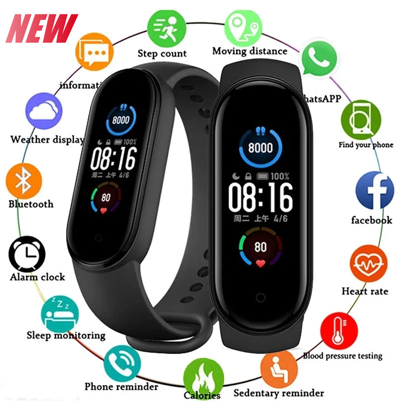 For Xiaomi M5 Smart Watch Men Women Fitness Sports Smart Band Fitpro Version Bluetooth Music Heart Rate Take Pictures Smartwatch