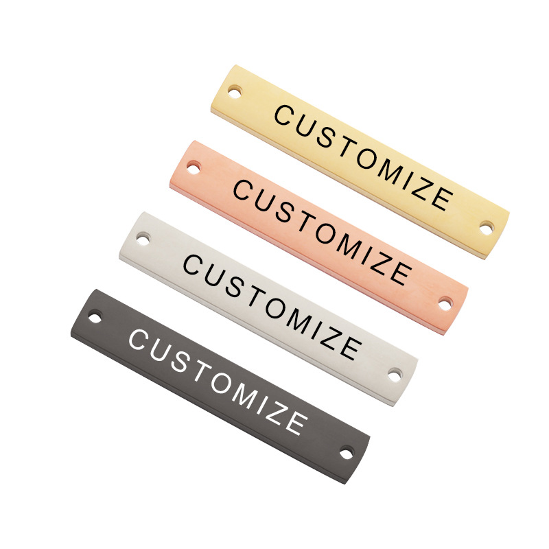 20 Pcs Personalized Stainless Steel Laser Engraved Charms Choose Your Font and Image Options Rectangle Jewelry Tags
