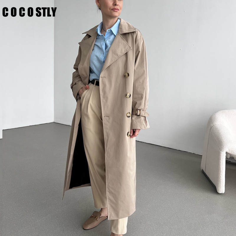  trench coat for women coat long sleeves belt double breasted long trench coat ladies windbreaker jacket casaco feminino