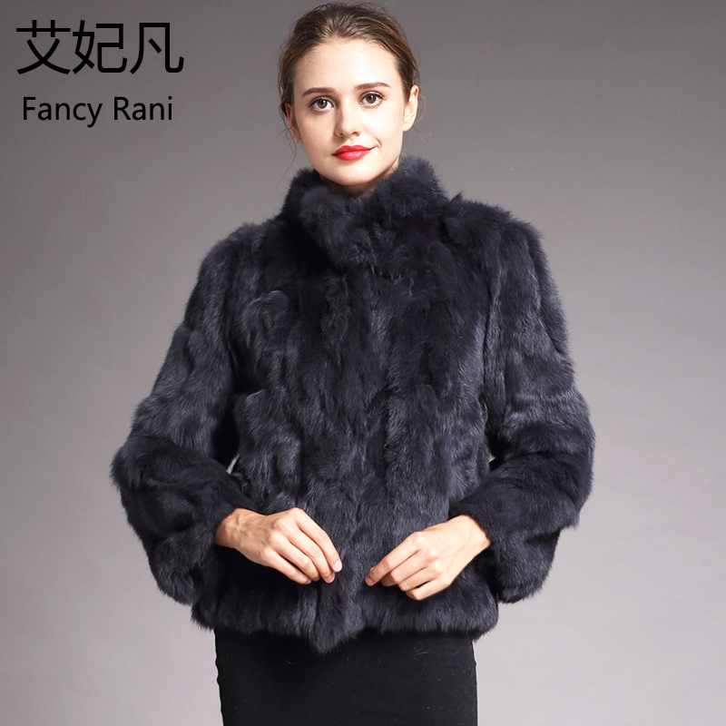 Natural Rabbit Fur Coat for Women Winter Jackets Stand Collar  Real Fur Coat Female on Offer With Free Shipping