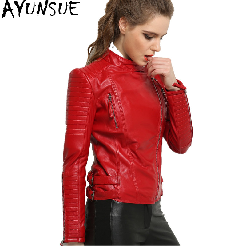 AYUNSUE  Real Sheepskin Coat Jacket Female Genuine Leather Jacket Women Short Slim Jackets Outerwear jaqueta feminina couro
