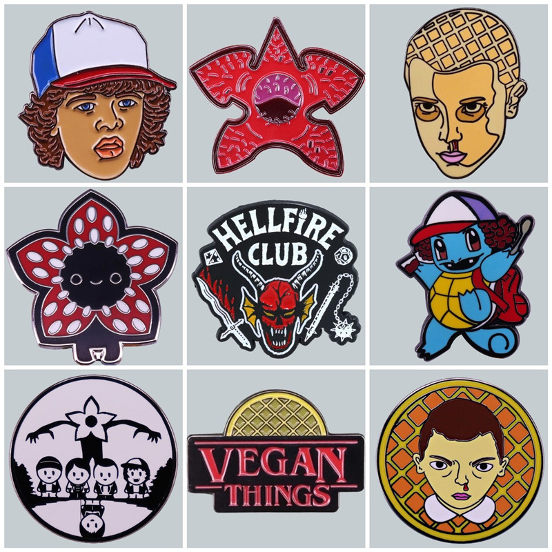 Stranger Things Hellfire Club Demogorgon Enamel Brooch Pin Brooches Lapel Pins Badge Denim Jacket Jewelry Accessories