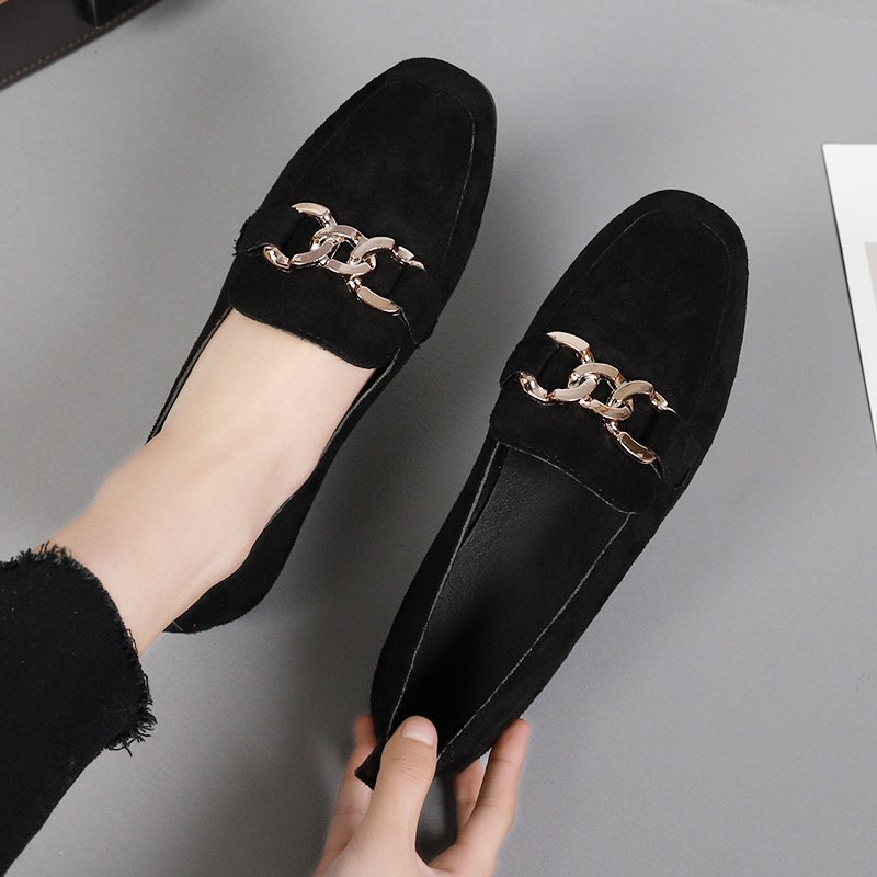 Spring  Flat Shoes Women  Metal Slip on Loafer Shoes Ladies Flats Mocassins Big Size 35-41 Sapato Feminino 