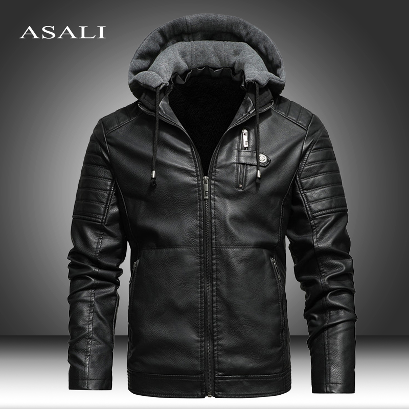 Men Winter Leather Jackets Coat Motorcylce Casual Fleece Thicken Motorcycle PU Jacket Biker Warm Leather Men  Clothing