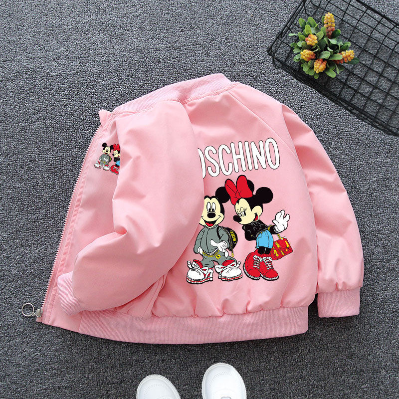 Autumn Girl Cartoon Jacket Spring Kids Toddler Jackets Girls Casual Minnie Mickey Mouse  Cute Long Sleeve Clothing Shirt