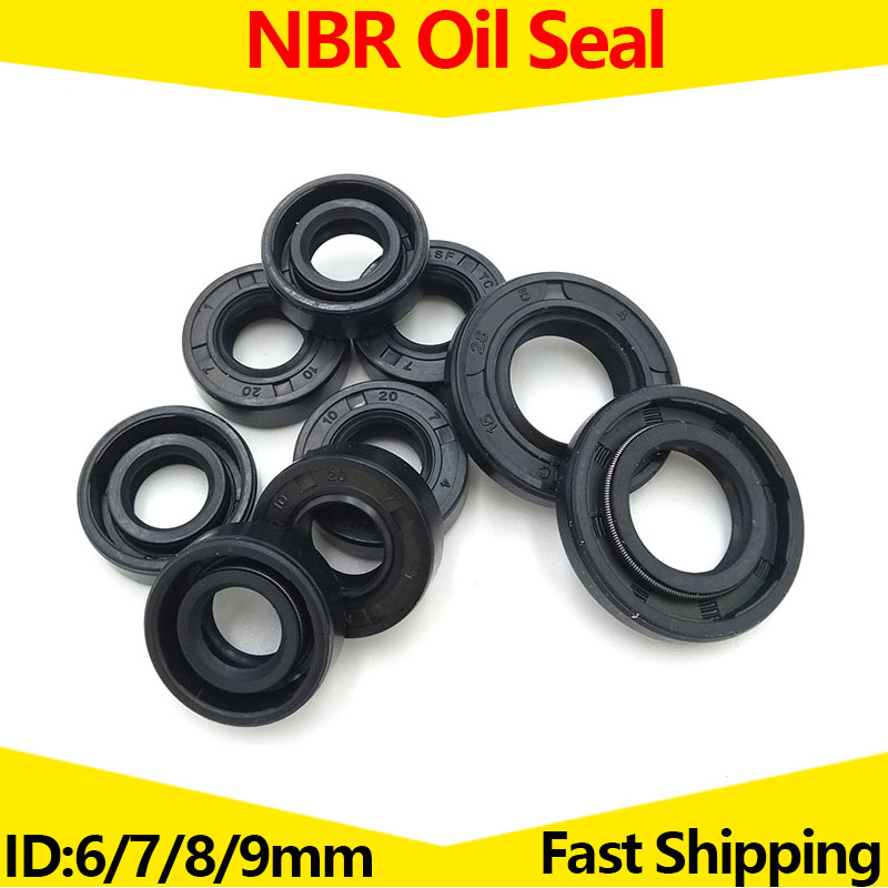 NBR Framework Oil Seal 5Pcs ID 4mm 5mm 6mm 7mm 8mm 9mm OD 12-34mm Thickness 4-10mm Nitrile Butadiene Rubber Gasket Sealing Rings