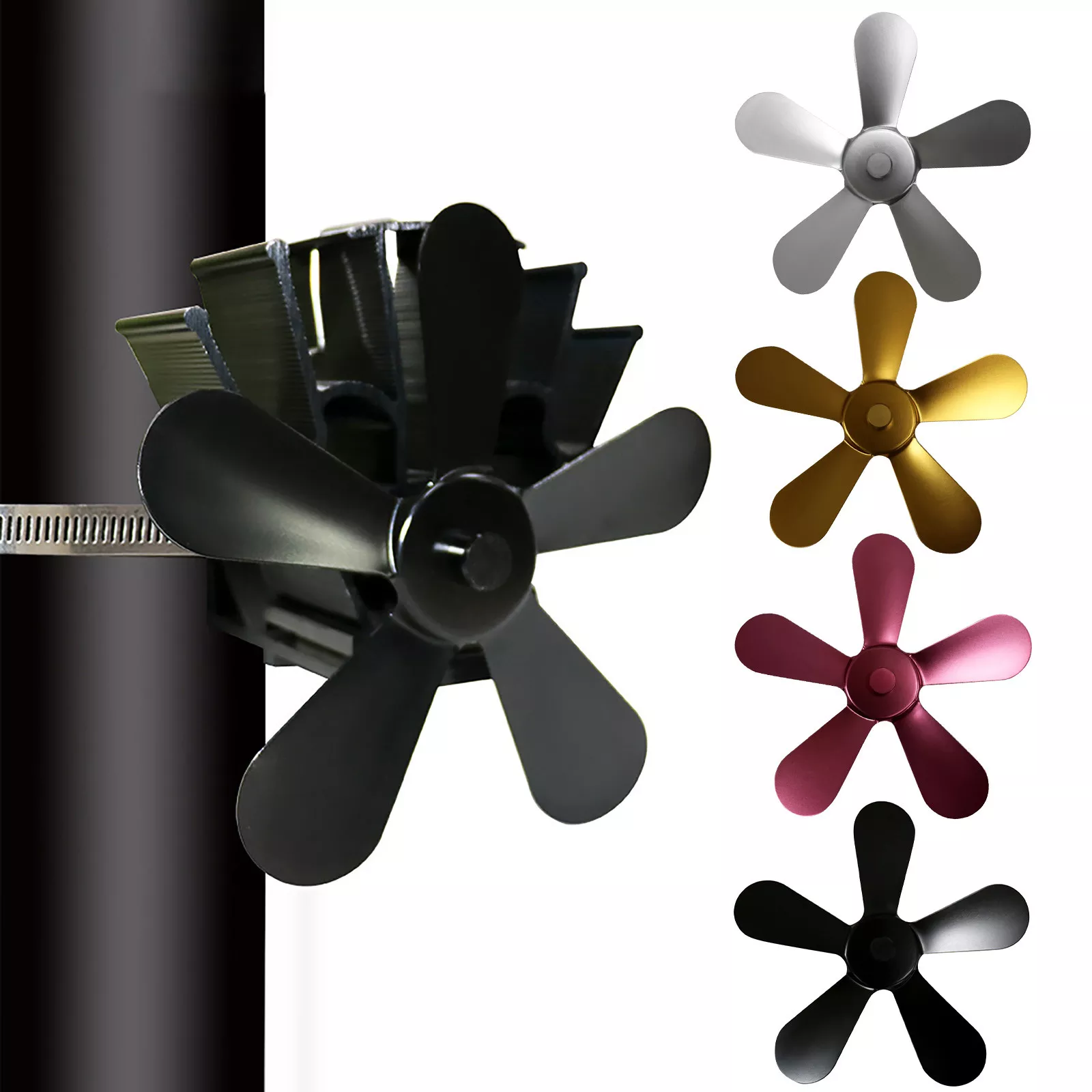 5 Blade of Wood Stove Fan Leaf Heat Powered Wood Burner Propeller for Fireplace Fan Accessories Efficient Heat Distribution