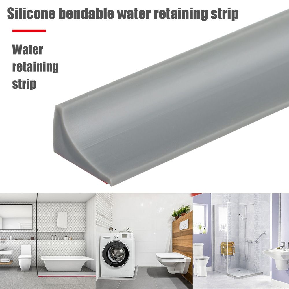 Silicone Bathroom Water Stopper Self-Adhesive Water Retaining Strip Bendable Bathroom Door Washing Machine Shower Dam Barrier