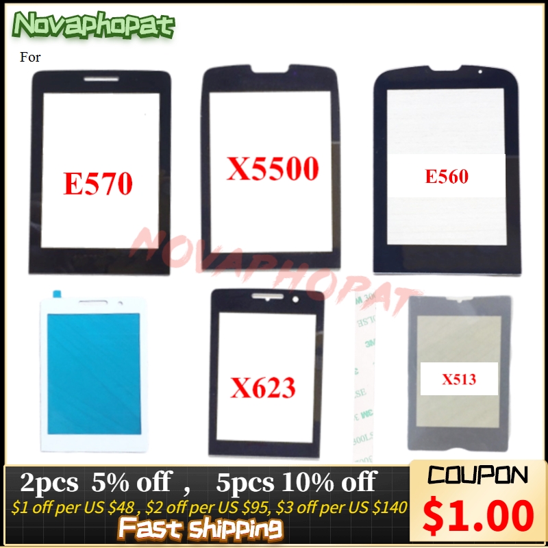 Novaphopat Black Front Glass Screen For Philips Xenium X5500 / X623 / E570 / E560 Outer Glass lens Panel +tracking