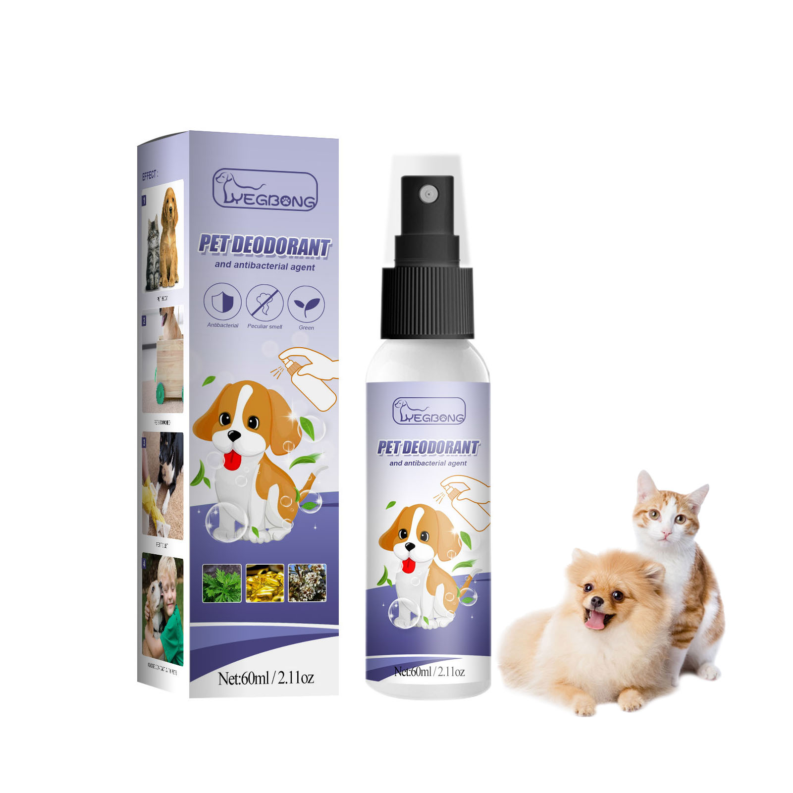 60ml Dog & Cat Deodorant With Natural Plant Formula Pet Liquid Perfume Spray To Make Your Puppy Smell Great Long-Lasting Clean A