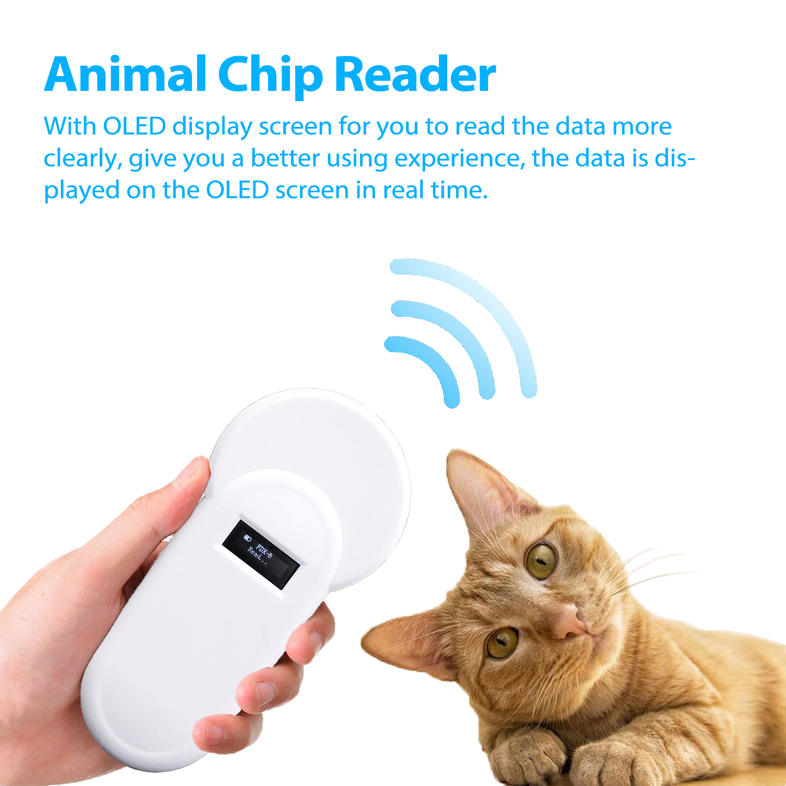 134.2KHz Pet ID Reader Animal Chip Digital Scanner Microchip Handheld Identification General Application for Cat Dog with Buzzer