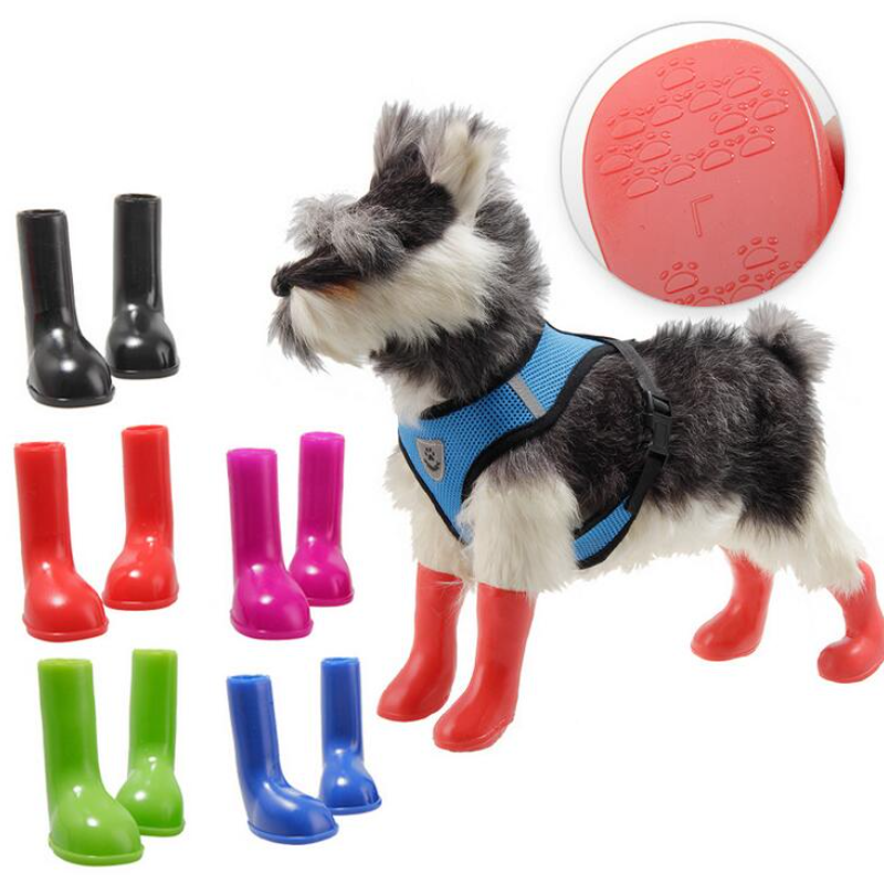 4Pcs Pet Dog Shoes S/M/L Waterproof Dog Boots Dog Puppy Shoes Non Slip Stretchy Pet Protective Rain Boots Pet dog Rain Shoes