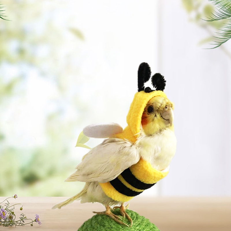 Breathable Bee Shaped Bird Clothes Winter Outdoor Hooded Clothing for Parrots