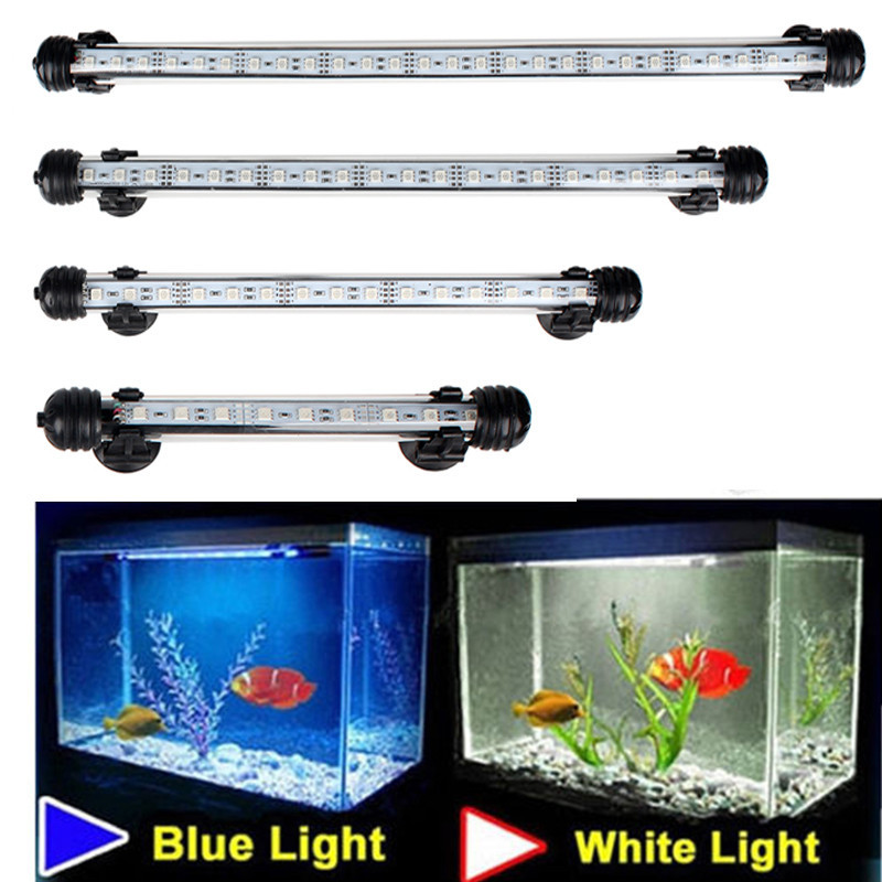 Waterproof LED Aquarium Lights Fish Tank Light Bar Blue/White 19/29/39/49CM Submersible Underwater Clip Lamp Aquatic Decor EU