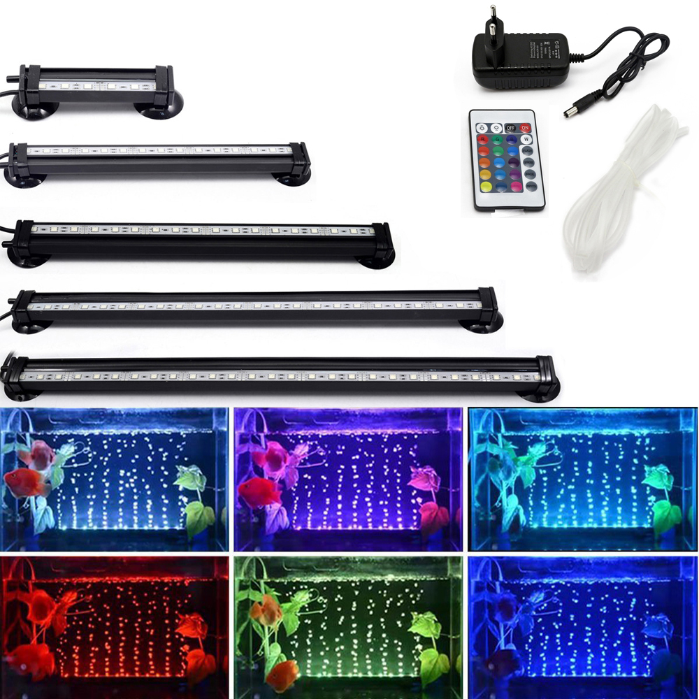 12-46CM 5050 RGB LED Aquarium Light Fish Tank Submersible Light Aquatic Air Bubble Oxygenation Lamp EU US Plug  Fish Tank Light