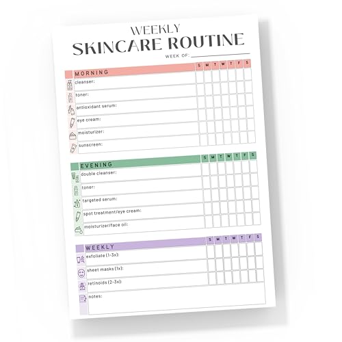 Skin Care Routine Tracker: Weekly To-Do List Notepad for Facial Skin Care Products, Beauty Care, and Self Care Essentials - Perfect Self Care Gift for Women and Teens
