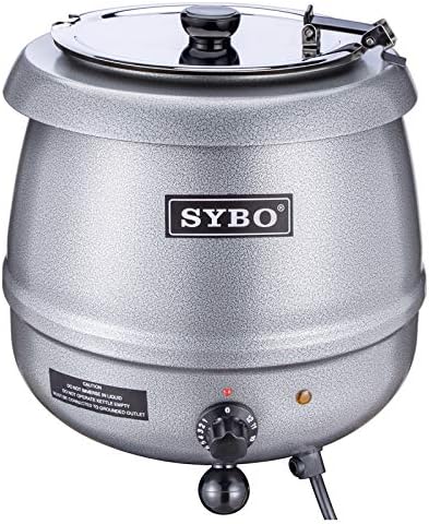 SYBO SB-6000-2G Commercial Grade Soup Kettle with Hinged Lid and Detachable Stainless Steel Insert Pot for Restaurant and Big Family, 10.5 Quarts, Silver