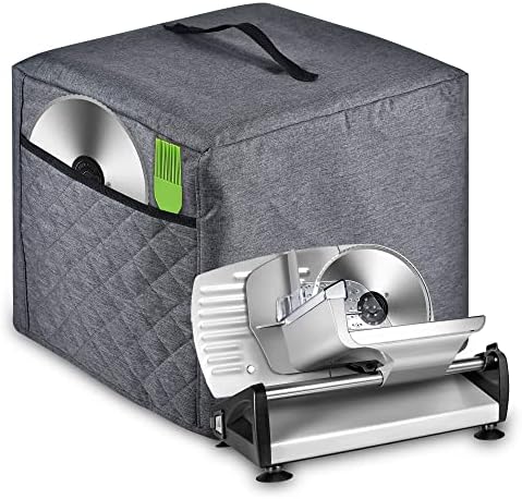 Meat Slicer Cover, Food Slicer Cover,With Organizer Bag for Accessories, such as Stainless steel blade, brush, etc., waterproof fabric, easy to clean. (Grey)