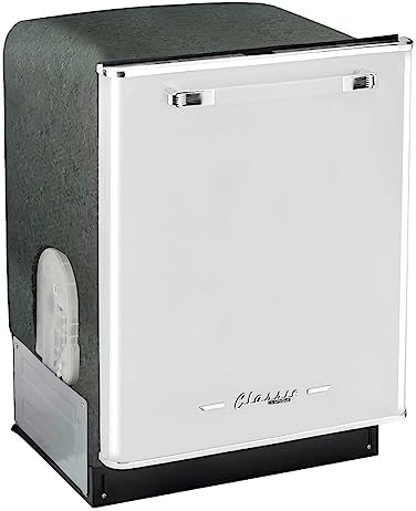 Unique Appliances UGP-24CR DW W Classic Retro Built Extremely Quiet Dishwasher Machine for Home Use, 6 Wash Cycles, 14 Place Settings, 120 V, 24", Marshmallow White