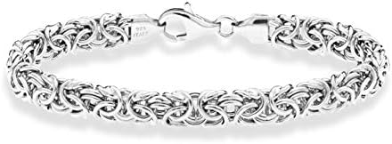 Miabella Italian 925 Sterling Silver Byzantine Bracelet for Women, Handmade in Italy