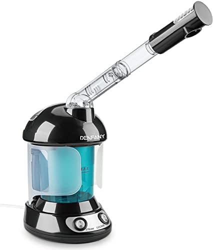 Facial Steamer - DENFANY Nano Ionic Face Steamer with Extendable 360° Rotating Arm - Portable Facial Steamer for Personal Care at Home or Salo (Black)