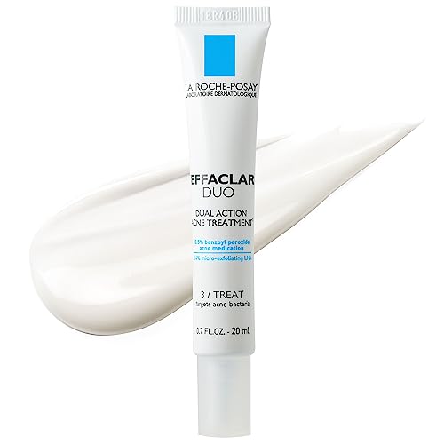 La Roche-Posay Effaclar Duo Dual Action Acne Spot Treatment Cream with Benzoyl Peroxide Acne Treatment for Acne and Blackheads, Lightweight Sheerness, Safe For Sensitive Skin
