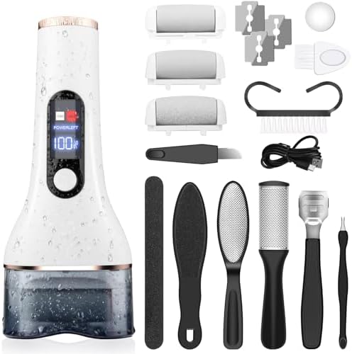 Electric Callus Remover for Feet,Rechargeable Portable Electronic Foot File Pedicure Kits,Professional Waterproof Pedi Feet Care Tools Wet&Dry Foot Scrubber File Perfect for Hard Cracked Dry Dead Skin