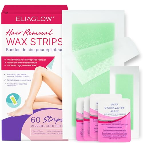 Body Wax Strips Hair Removal: Shave Waxing Strips Dual Sides & 4 Calming Oil Wipes - Face, Legs, Arms, Bikini, Chest,for All Skin Types 50 Count