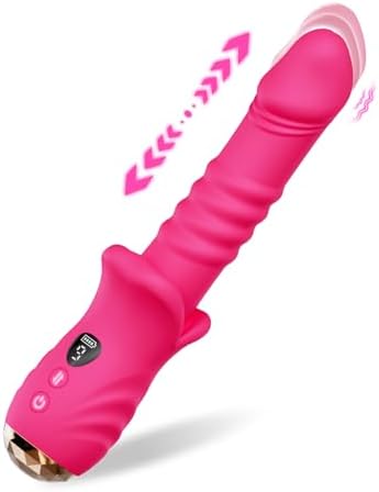 Thrusting Dildo Vibrator Sex Toys, G Spot Vibrator Women Sex Toys with 9 * 9 Thrusting & Vibrating Modes, Mouth Shaped Realistic Dildos Adult Toys with LED Display, Adult Sex Toys & Games