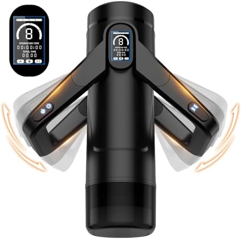 Sex Toys for Men Automatic Male Masturbator Penis Pump, 9 Scrotal Vibrations, Wing Handle Design, 9 Thrusting, LCD Display, Male Sex Toy Pocket Pussy Sex Machine Adult Sex Toys & Games, Black