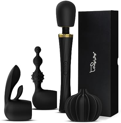 Tracy's Dog Wand Vibrator Kit for Couples, Powerful Cordless Vibrating Wand with 3 Attachments for Clitoral, G-Spot & Anal Stimulation, 5 Vibration Modes & 3 Speeds, Adult Sex Toys for Women & Partner