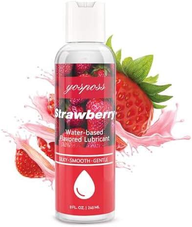YOSPOSS Strawberry Flavored Water-Based Lubricant 8 Fl Oz, Silky Smooth Personal Lube for Women, Men and Couples, Sugar-Free, Non-Staining
