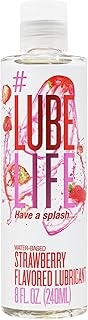 Lube Life Water-Based Strawberry Flavored Lubricant, Personal Lube for Men, Women and Couples, Made Without Added Sugar, 8 Fl Oz