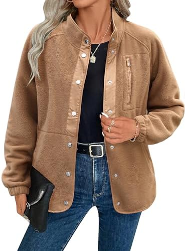 Zeagoo Women's Cozy Fleece Jacket Western Aztec Print Button Down Coat with Pockets Casual Warm Outwear 2024