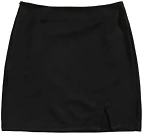 Verdusa Women's Split Hem Zipper Side Bodycon Mini Skirt