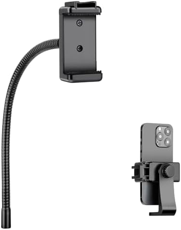 Universal Cell Phone Tripod Mount with 15.7" Aluminum Gooseneck and Cold Shoe Adapter, Compatible with iPhone15 14 13 12 11 Android Smartphones