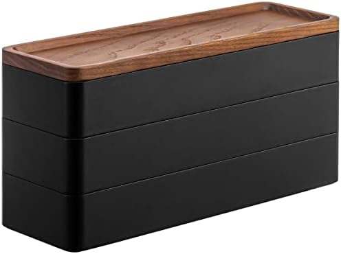 Rin Stacking Watch And Accessory Case, Jewelry Box Organizer For Glasses, 3-Tier - Accessories - Plastic + Wood, Black