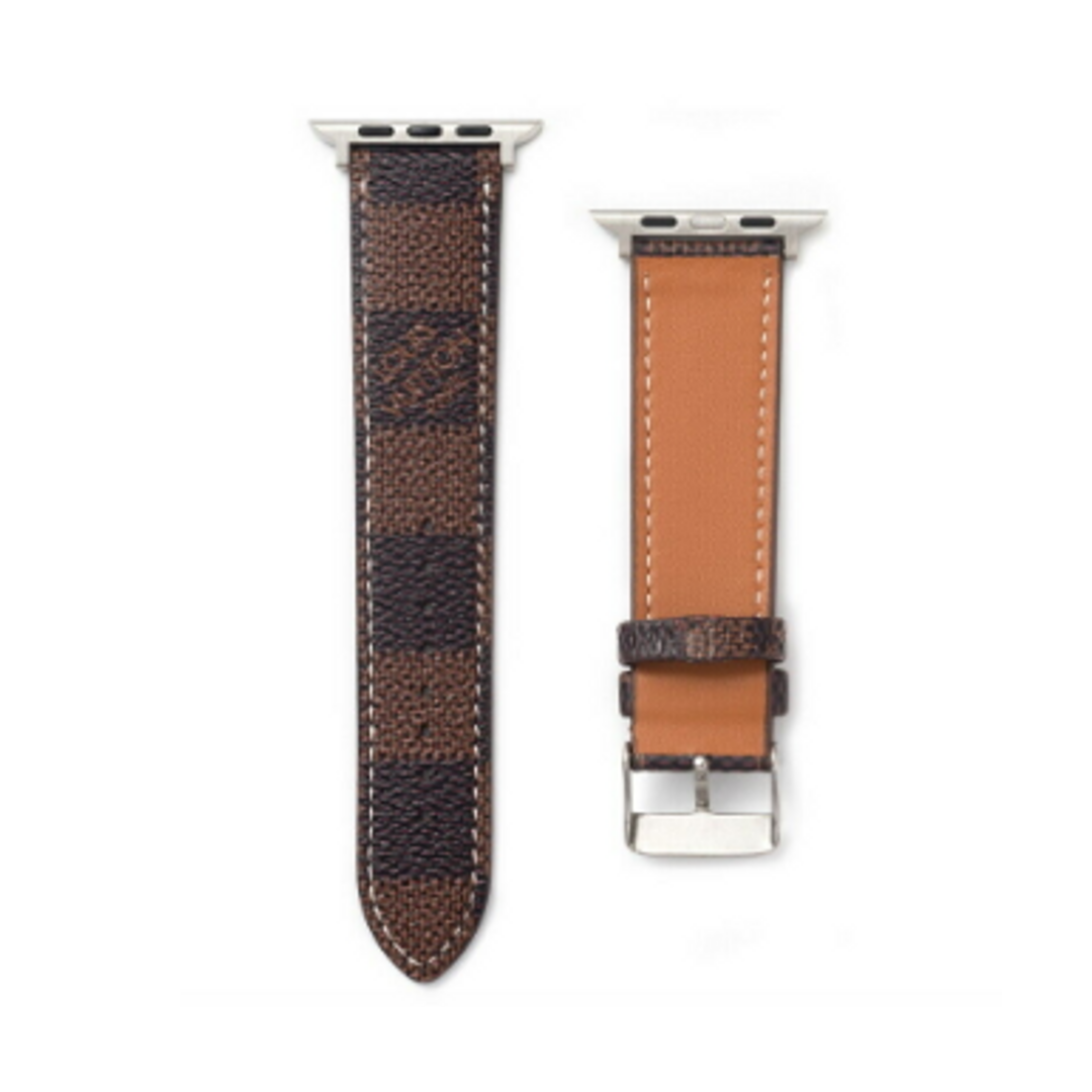 Checkered Pattern Brown Apple Watch Band