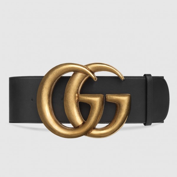 Gucci Black Leather 70MM Belt with Double G Buckle