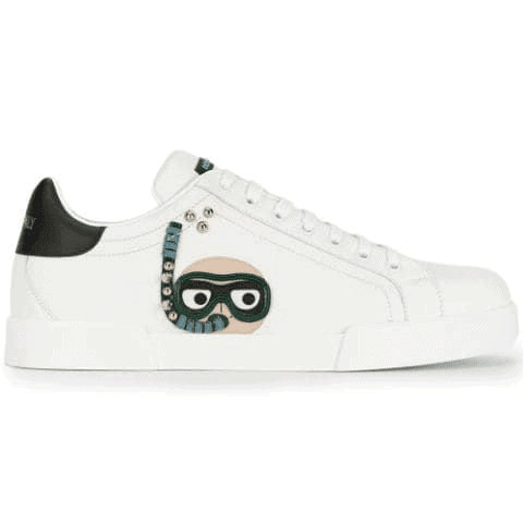 DOLCE & GABBANA CALFSKIN PORTOFINO SNEAKERS WITH PATCHES OF THE DESIGNERS – DG2