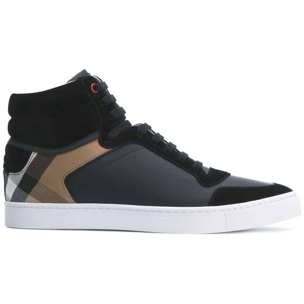 BURBERRY LEATHER AND HOUSE CHECK HI-TOP SNEAKERS – BBR28