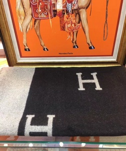 High-end quality hermes home black wool bedspread